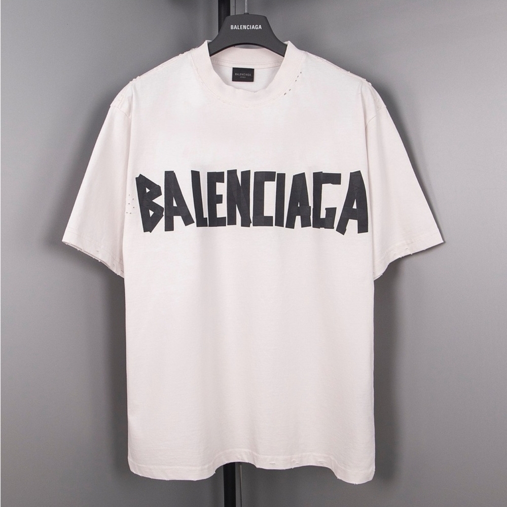 Balenciaga White and Black Short Sleeve Tees